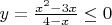 $y=\frac{x^2-3x}{4-x}\le0