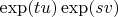 $\exp(tu)\exp(sv)$