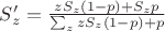 $S'_z=\frac{zS_z(1-p)+S_zp}{\sum_{z} zS_z(1-p)+p}$