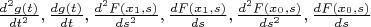 $\frac{d^2 g(t)}{dt^2},\frac{dg(t)}{dt}, \frac{d^2 F(x_1,s)}{ds^2}, \frac{dF(x_1,s)}{ds}, \frac{d^2 F(x_0,s)}{ds^2}, \frac{dF(x_0,s)}{ds}$