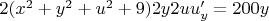 $2(x^2+y^2+u^2+9)2y2uu'_y=200y$