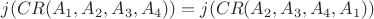 $j(CR(A_1, A_2, A_3, A_4)) = j(CR(A_2, A_3, A_4, A_1))$