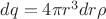 $dq=4\pi r^3 dr \rho$