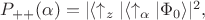 $P_{++}(\alpha)=|\langle \uparrow_z|\langle \uparrow_{\alpha}|\Phi_0\rangle|^2,$