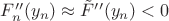 $F''_n(y_n) \approx \tilde F''(y_n) < 0$