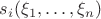$s_i(\xi_1,\ldots ,\xi_n)$