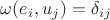$\omega(e_i,u_j)=\delta_{ij}$
