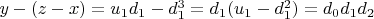 $y-(z-x) = u_1d_1- d_1^3 =d_1 (u_1-d_1^2) =d_0d_1d_2$