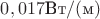 $0,017 \text{Вт}/(\text{м}\cdotK)$