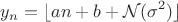$$y_n=\lfloor an+b+\mathcal{N}(\sigma^2)\rfloor$$