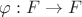 $\varphi : F \to F$ $\varphi : F \to F$
