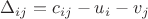 $\Delta_{ij}=c_{ij}-u_i-v_j$