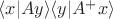 $\langle x|Ay\rangle\langle y|A^+x\rangle$ $\langle x|Ay\rangle\langle y|A^+x\rangle$