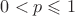 $0< p \leqslant 1$