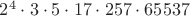 $2^4\cdot 3 \cdot 5 \cdot 17 \cdot 257 \cdot 65537$ $2^4\cdot 3 \cdot 5 \cdot 17 \cdot 257 \cdot 65537$