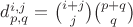 $d_{p,q}^{i,j}=\binom{i+j}{j}\binom{p+q}{q}$