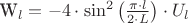 {W_l} =  - 4 \cdot {\sin ^2}\left( {\frac{{\pi  \cdot l}}{{2 \cdot L}}} \right) \cdot {U_l}