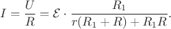 $I=\dfrac{U}{R}=\mathcal E\cdot\dfrac{R_1}{r(R_1+R)+R_1R}.$