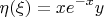 $$\eta (\xi)=xe^{-x}y$$