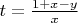 $t = \frac {1+x - y} x$
