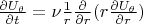 $\frac {\partial U_{\theta}} {\partial t} =\nu \frac 1 r \frac {\partial } {\partial r}(r \frac {\partial U_{\theta}} {\partial r})$