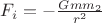 $F_i = -\frac{G m m_2}{r^2}$ $F_i = -\frac{G m m_2}{r^2}$