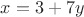 $x=3+7y$