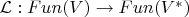 ${\mathcal L}:Fun(V)\to Fun(V^*)$