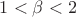 $1 < \beta < 2$