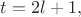 $t=2l+1,$ $t=2l+1,$