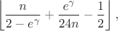 $$\left\lfloor \frac{n}{2 - e^{\gamma}} + \frac{e^{\gamma}}{24n} - \frac{1}{2}\right\rfloor,$$