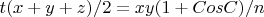 $t(x+y+z)/2=xy(1+CosC)/n$