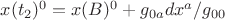 $x(t_2)^0=x(B)^0+g_{0a}dx^a/g_{00}$