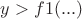 $y >  f1(...)$