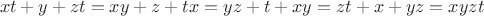 $$
xt + y + zt = xy + z + tx = yz + t + xy = zt + x + yz = xyzt
$$