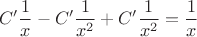 $$C'\frac{1}{x}-C'\frac{1}{x^2}+C'\frac{1}{x^2}=\frac{1}{x}$$