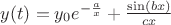 $y(t)=y_0e^{-\frac a x}+\frac{\sin(bx)}{cx}$