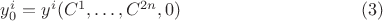 $y^i_0=y^i(C^1,\ldots,C^{2n},0)\qquad\qquad\qquad\qquad\qquad(3)$