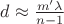 $\[d \approx \frac{{m'\lambda }}{{n - 1}}\]$