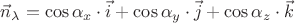 $\vec{n}_{\lambda }=\cos\alpha_{x}\cdot \vec{i} + \cos\alpha _{y}\cdot \vec{j}+\cos\alpha _{z}\cdot \vec{k}$