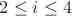 $2 \leq i \leq 4$