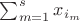 $\sum_{m=1}^s x_{i_m}$ $\sum_{m=1}^s x_{i_m}$
