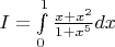 $I=\int\limits_0^1\frac{x+x^2}{1+x^5}dx$