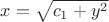 $x=\sqrt{c_{1}+y^2}$