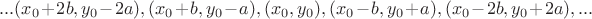 $...(x_0+2b,y_0-2a),(x_0+b,y_0-a),(x_0,y_0), (x_0-b,y_0+a),(x_0-2b,y_0+2a),...$