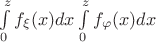 $\int\limits_{0}^{z} f_\xi(x) dx \int\limits_{0}^{z}f_\varphi(x) dx $