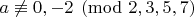 $ a \not\equiv 0, -2 \pmod{2,3,5,7} $