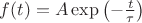 $f(t) = A \exp \left( -\frac{t}{\tau} \right)$ $f(t) = A \exp \left( -\frac{t}{\tau} \right)$
