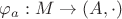$\varphi_a:M\to (A,\cdot)$