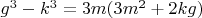 $g^3-k^3=3m(3m^2+2kg)$